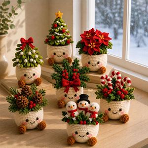 Nueva Decoración Navideña Hecha a Mano con Ganchillo para Macetas, Decoración Creativa Navideña para Escritorio, Regalo - Product Image 2