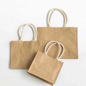 Sacs fourre-tout en jute épais et réutilisables de taille personnalisée sacs fourre-tout vierges promotionnels pour le shopping cosmétiques et le café cadeaux - Product Image 1