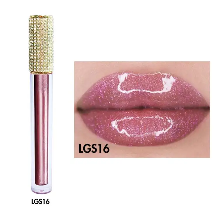 Mỹ phẩm các nhà cung cấp nóng nhất với Rhinestone Lipgloss logo của bạn Son môi lỏng rượu vang môi tint ing