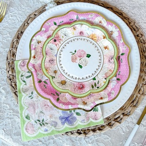 DAMAI Wholesale Mother's Day <b>Tea</b> <b>Party</b> Flower Paper Plate <b>Set</b> Customizable Size Disposable Garden <b>Party</b> Tableware - Product Image 1