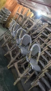 Tabouret de <span class=keywords><strong>bar</strong></span> en osier <span class=keywords><strong>parisien</strong></span> bleu et blanc, mobilier de café en plein air, chaises hautes en rotin et aluminium - Product Image 5