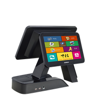 Sistema POS táctil comercial todo en uno con pantalla de visualización de cliente de impresora interna de escaneo de código QR móvil