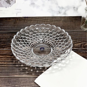 Luxury Round Clear Glass Plant Pattern Stocked Footed Charger Plates <b>Set</b> 6-10 Inch Cake Stand Dishwasher & <b>Microwave</b> Safe - Product Image 5