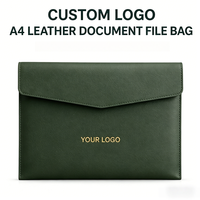 Carpeta Portadocumentos de Cuero PU A4 con Logotipo Personalizado, Carpeta de Negocios Corporativa con Logotipo Grabado para Regalo de Oficina