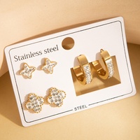 Boucles d'oreilles françaises exquises en acier inoxydable plaqué or, inaltérables, vente en gros pour femmes, boucles d'oreilles tendance et polyvalentes