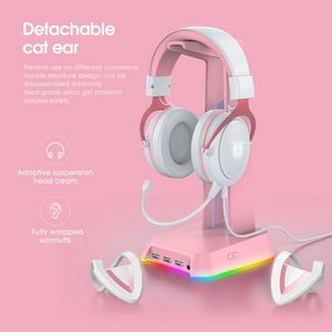 Audífonos Originales <span class=keywords><strong>ONIKUMA</strong></span> <span class=keywords><strong>X10</strong></span> con Diseño de Orejas de Gato Rosa, Audífonos con Cable para Computadora Portátil, Juegos, Música - Product Image 4