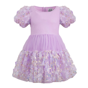Abito da Festa Elegante Personalizzabile con Paillettes Lavanda, Maniche a Sbuffo in Tulle, Vestito da Principessa da Sogno per Occasioni Formali - Product Image 2