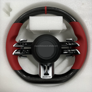 Housse en cuir de <span class=keywords><strong>volant</strong></span> de course de sport en Fiber de carbone de haute qualité pour Benz C E S CLA GLC GLE GLS W205 W213 CLS - Product Image 1