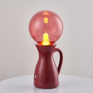 Creative Ceramic Table Lamp With Amber Glass Globe E27 LED Bulb Push Button Switch 220V Bedroom <b>Night</b> <b>Light</b> Decorative Ambient - Product Image 2