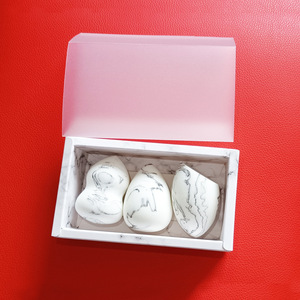 Éponge de maquillage <span class=keywords><strong>magique</strong></span> en forme de goutte d'eau, non en latex, bicolore, motif marbré, pour le maquillage, avec logo imprimé - Product Image 4