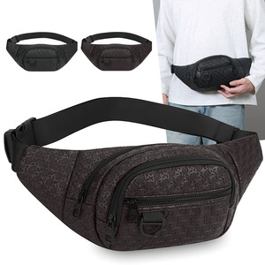 Men's Waist Bag Large Capacity Durable Multi Layer Storage Everyday Outfits Crossbody Bag Brown Black Solid Color - Product Image 1