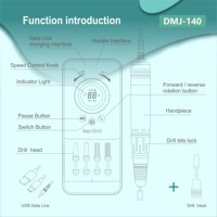 Love Crazy DMJ-140 perceuse à ongles Portable 35000 tr/min polisseuse à ongles électrique Rechargeable avec affichage de la vitesse