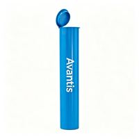 Tube en plastique gris de 116 mm avec couvercle à rabat CR, logo et étiquette personnalisés, format king size pour emballage de papier à rouler de 109 mm