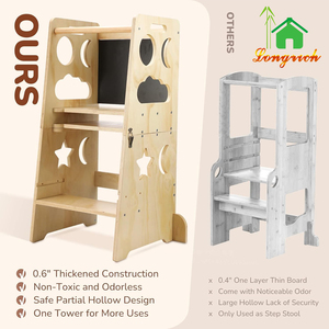 Toddler tháp nhà bếp helper bằng gỗ giúp đỡ học tập tháp bằng gỗ bước phân với điều chỉnh nền tảng đứng tháp - Product Image 2