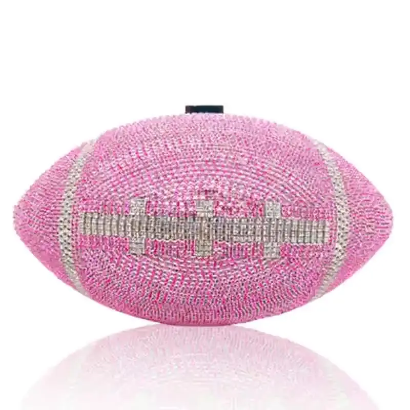 Bling Diamond American Football Soccer Clutch Purse Luxury Crystal Shoulder Handbags for Women Rhinestone Evening Bags
