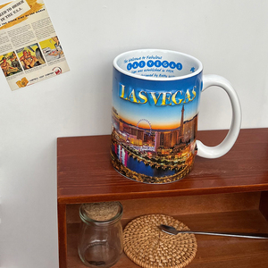680ml Las Vegas <span class=keywords><strong>Casino</strong></span> Calcomanía en relieve Impresión Taza de cerámica Taza de cerveza - Product Image 2