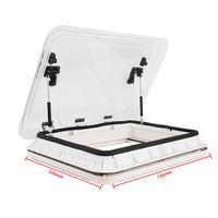 CAPEXRV Fenêtre de toit de camping-car 500x700mm avec lumière LED, store plissé et moustiquaire, en verre acrylique