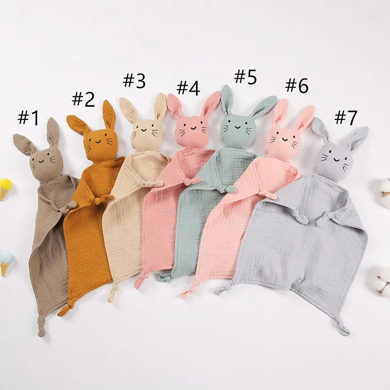 Cute Animal Lion Muslin Saliva towel Bunny Lovey Blanket Soft 100% Cotton Animal Baby Bedding Comfort Security Blanket