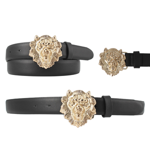 Thắt lưng nữ thời trang mới thiết kế khóa sư tử bằng da PU đen - Product Image 6