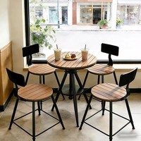 Ensemble de trois tables et chaises de balcon extérieur, table ronde petite pour salon de thé ou café, combinaison moderne et simple pour la maison