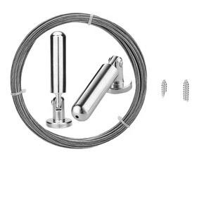 Ensemble de tringles à rideaux en acier inoxydable pour l'affichage d'œuvres d'art - Tringle à rideaux murale à tension pour <span class=keywords><strong>fenêtre</strong></span>, fil à linge suspendu - Product Image 2