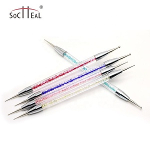 <span class=keywords><strong>2022</strong></span> gama alta 5 uds Multicolor Rhinestone acrílico mango Metal punteado herramientas conjunto doble cabeza punto taladro <span class=keywords><strong>uñas</strong></span> arte cepillo - Product Image 2