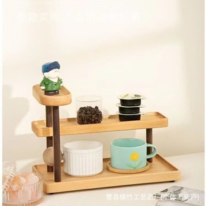 Solid Wood Three Tier <b>Desktop</b> <b>Shelf</b> For Cosmetics Perfume Jewelry Display Rack Natural Color 3 Floors - Product Image 4