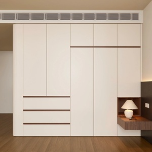 <span class=keywords><strong>Armario</strong></span> de Dormitorio Moderno <span class=keywords><strong>Blanco</strong></span> Personalizado con Iluminación LED y Combinación de Estantes Abiertos y Compartimentos de Almacenamiento - Product Image 4
