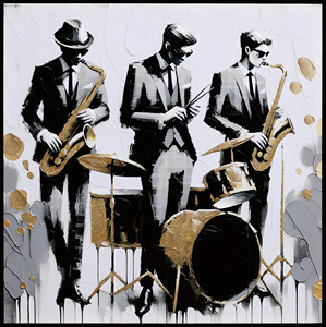 Pintura al Óleo <span class=keywords><strong>de</strong></span> Banda <span class=keywords><strong>de</strong></span> Jazz con Detalles en Dorado, Arte <span class=keywords><strong>Pop</strong></span> Musical en Blanco y Negro y Dorado, Cuadros Decorativos <span class=keywords><strong>de</strong></span> Pared para Amantes <span class=keywords><strong>de</strong></span> la <span class=keywords><strong>Música</strong></span> - Product Image 3