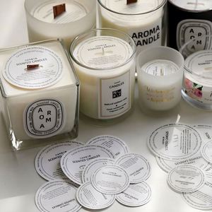 Factory Price Custom Private Brand logo Printed <b>White</b> Coated <b>Paper</b> Candle Bottle Label Stickers - Product Image 1