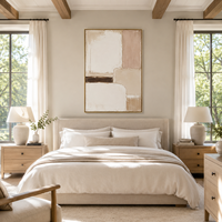Peinture murale abstraite minimaliste de luxe, toile texturée beige, peinture à l'huile, géométrique moderne, taille personnalisée, cadre en bois fait main, hôtel