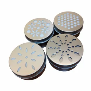 Soap round tin box aluminum cosmetic salve saffron tin can metal packaging with sifter lid 1oz 2oz