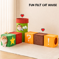 Tunnel pour chat en feutre 6 en 1, nid douillet, cachette sécurisée pour chat, boîte de sécurité confortable, lit pour chat, jouet interactif pour chat, toutes saisons
