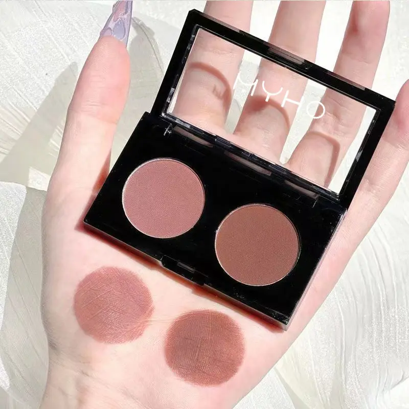 Paleta de sombras de cor dupla para olhos, maquiagem de cor dupla fosca, cinza esfumaçado, roxo e cor dupla