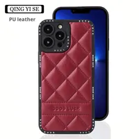 Coque de téléphone en cuir de diamant de luxe personnalisée pour iPhone 14 13pro 12 Promax 11 Mobile-Couverture arrière antichoc en matériau PU