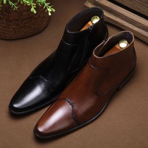 Bottes pour hommes, tailles 37-44 disponibles, cuir véritable, chaussures d'hiver de haute qualité - Product Image 3