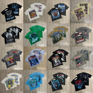 T-shirt da uomo girocollo di alta qualità, nuovo arrivo, 240 grammi, in maglia, streetwear, <span class=keywords><strong>hip</strong></span> <span class=keywords><strong>hop</strong></span>, <span class=keywords><strong>abbigliamento</strong></span> firmato da uomo - Product Image 1