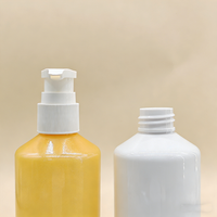 Botol Krim Badan Bulat Berwarna Kuning dengan Tutup Tekan, Botol Gel Mandi Plastik PET Putih, Buatan Cina