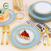 Assiettes jetables Flash durables en PS de 10 pouces avec bord argenté, vaisselle haute transparence pour pique-niques et services de traiteur