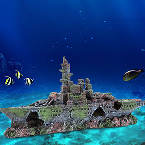 Decorazioni per Acquario a Forma di Nave, Ornamenti per Paesaggistica, Nave Affondata, Decorazione per Acquario, Grotta Decorativa a Forma di Nave - Product Image 4
