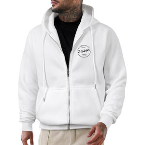 Autumn Wholesale Printing Logo Regular Fit Hoodie Ribbed Casual Street Wear High Quality <b>Thick</b> Fleece Full Zipper Pullover - Product Image 4