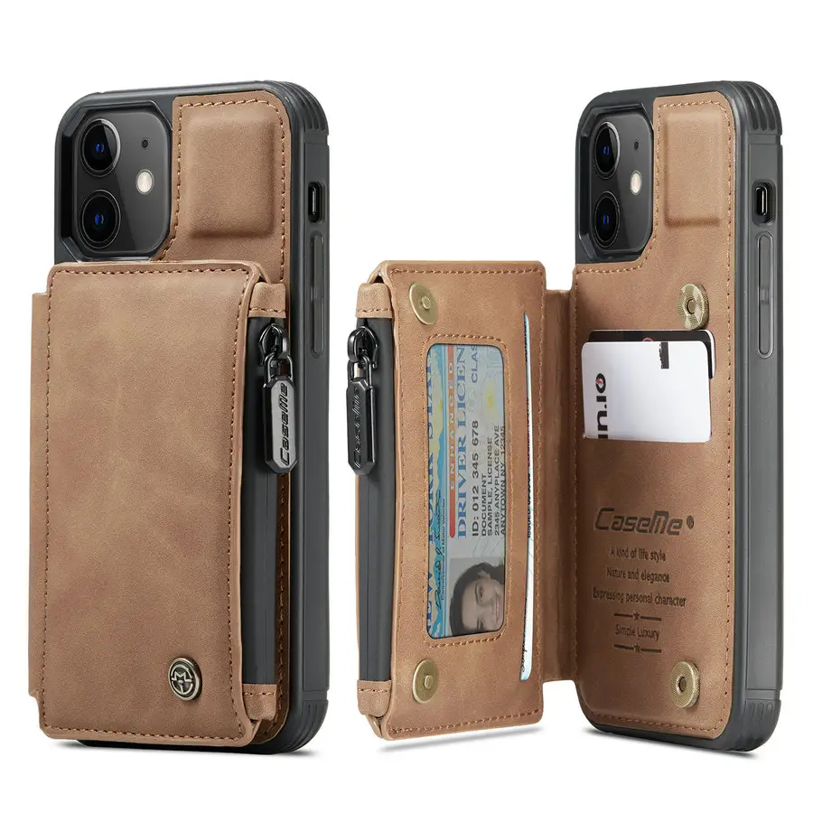 CaseMe Wallet Case for iPhone 13 12 Pro Max 11 7 8 X XS Plus Cover Luxury Designer Leather Case for samsung S22 Ultra phone Case
