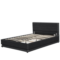 Lit double King Size rembourré avec éclairage LED Willsoon Design moderne PU Gas Lift avec rangement et ascenseur