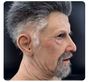 Customized Long-haired Man -realistic Human Skin Texture Full-head Silicone Role-playing Simulation Mask <b>Makeup</b> Prop - Product Image 6