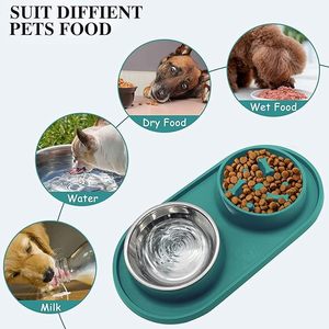 Ciotole per Cani, Mangiatoia Lenta per Cuccioli, Antiscivolo, Antirovesciamento, Ecologica, in Acciaio Inox e Silicone, Facile da Trasportare - Product Image 4