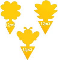 60 Pièces de Pièges Collants Jaunes Imperméables Ultra-Résistants, Adhérence 2X, Formes Personnalisées, Multi-Spécifications