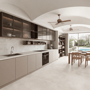 OPPOLIA Set di Mobili da <span class=keywords><strong>Cucina</strong></span> Monocromatici Stile Shaker Europeo, Ante in MDF Verniciato, Cappa Integrata, Vetro Goffrato, Design Moderno - Product Image 4