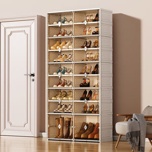 Elegante Caja Organizadora de Zapatos Plegable con Puertas Magnéticas y Diseño Transparente - Product Image 1