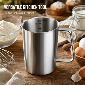 Taza Medidora <span class=keywords><strong>de</strong></span> Acero Inoxidable, Taza Medidora <span class=keywords><strong>de</strong></span> Metal con Asa (Mejorada, <span class=keywords><strong>5</strong></span> Marcas con Escala en Taza/ML/Onza) - Product Image 3