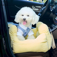 Siège de voiture pour chien en velours côtelé réglable et pliable, lit de transport portable pour animaux de compagnie, siège rehausseur doux et chaud avec boutons et sangles de transport pour petits chiens